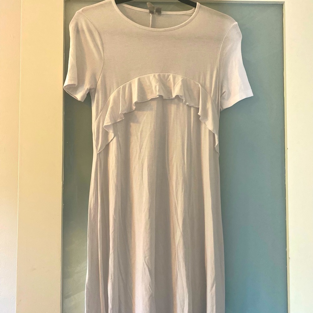 ASOS white ruffle t-shirt dress
